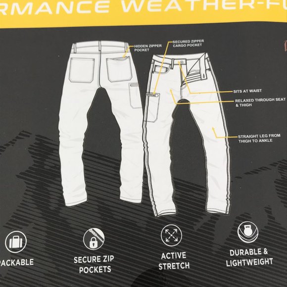 Weatherproof Vintage Mens Pants 32x32 Brown Khaki Regular Fit Flex Tech Packable - Picture 5 of 12